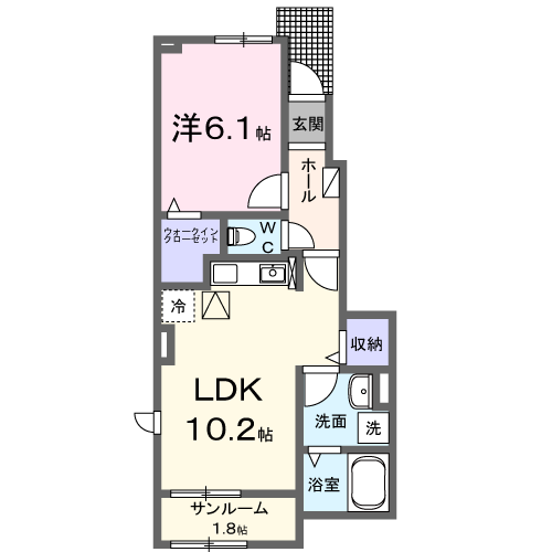 Planta 1LDK de フィレ　ル　レーヴ