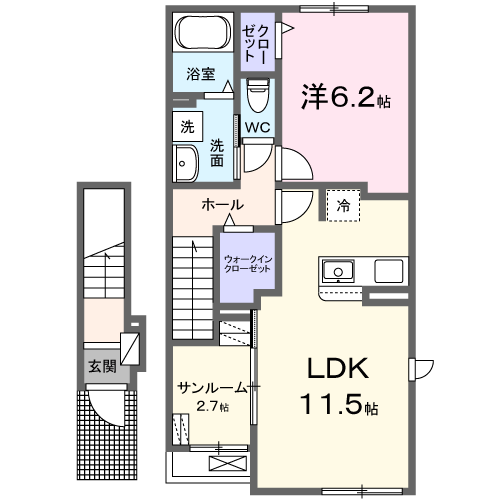 Planta 1LDK de アヴニール
