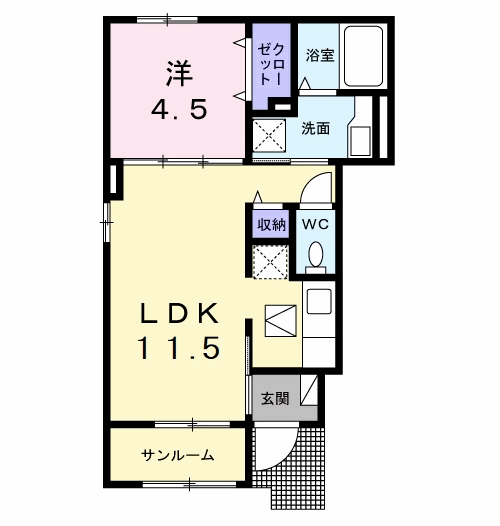 Planta 1LDK de シリウス