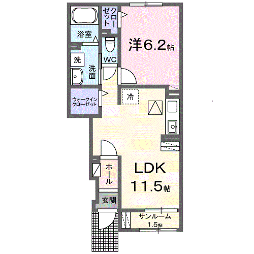 Planta 1LDK de メゾンド　シャロレー　Ⅱ