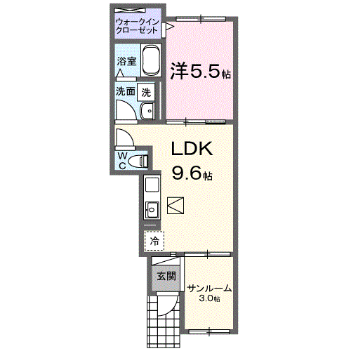 Planta 1LDK de フェリーチェ東天王町　Ⅱ