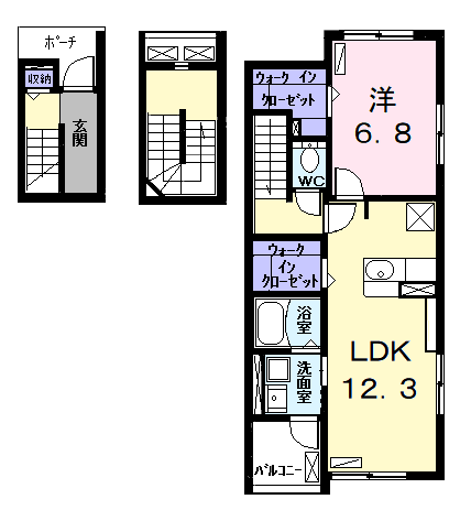 Planta 1LDK de Ｋａｌｍｉａ（カルミア）