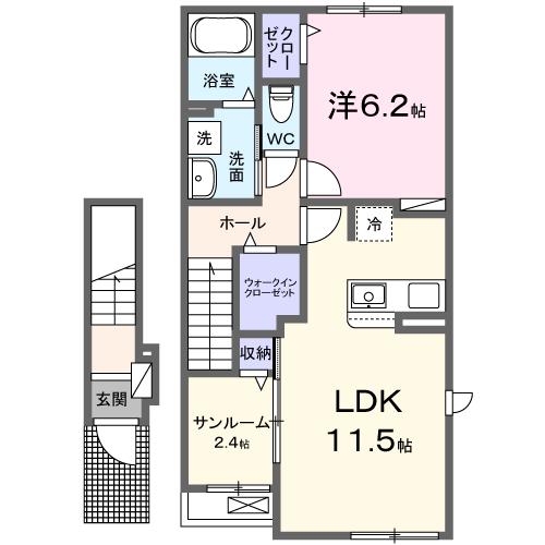 Planta do apartamento 1LDK — ジィートⅡ