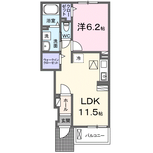 Planta 1LDK de リヴェール　カナデ　Ａ