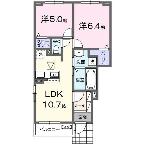 Planta 2LDK de グラン　フェリシアⅡ