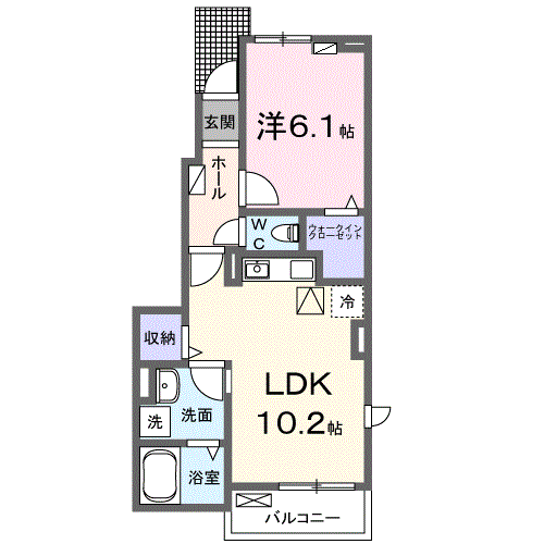 Planta 1LDK de キルシュ　曙　Ⅱ