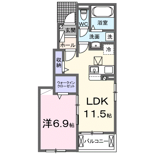 Planta 1LDK de キルシュ　曙　Ⅲ