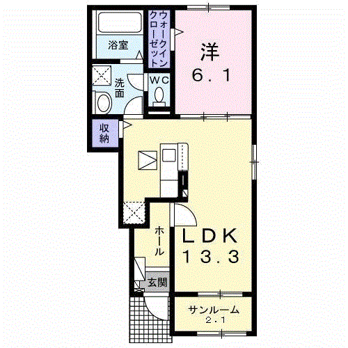 Planta 1LDK de ベルメゾンＤＲ
