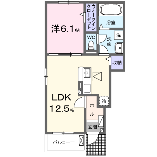 Planta 1LDK de アイパレット　ティーダ