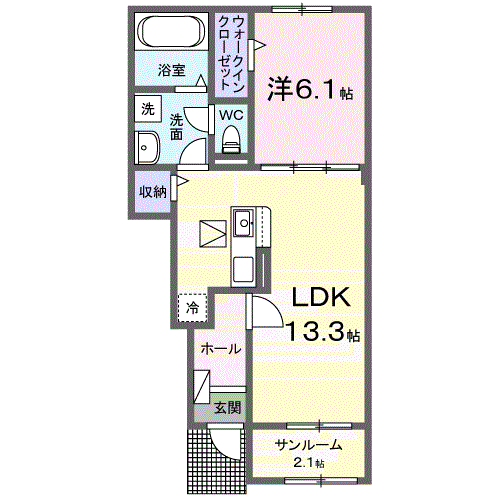 Planta 1LDK de フルール・シエル