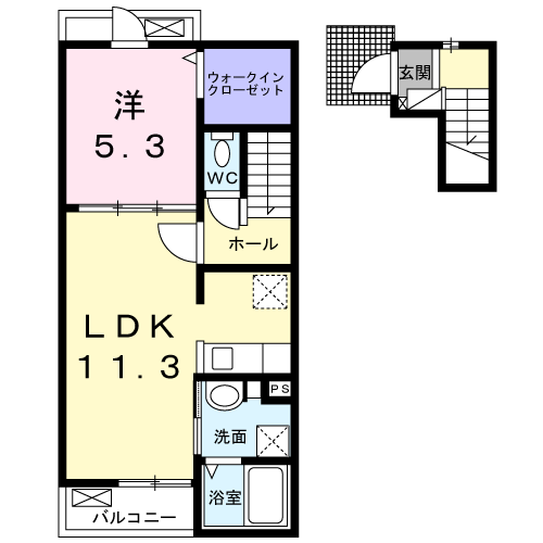 Planta 1LDK de ピアニッシモ