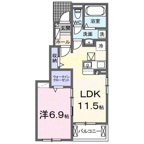 Planta 1LDK de メゾン・ド・グレイス