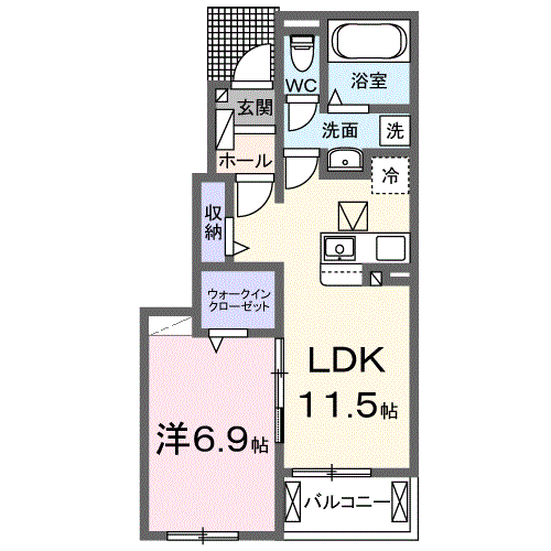 Planta 1LDK de メゾン・ド・グレイス