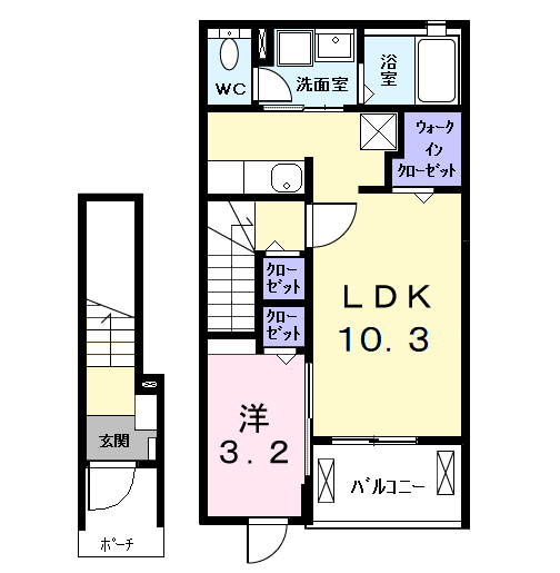 Planta do apartamento 1LDK — エクシードⅡ