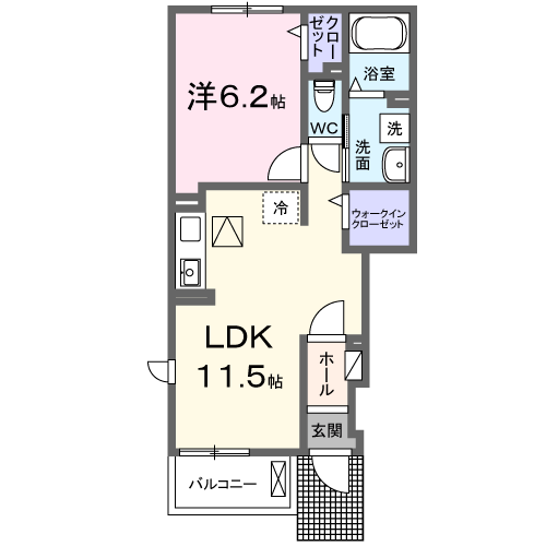 Planta 1LDK de ソレイユ・ルヴァン