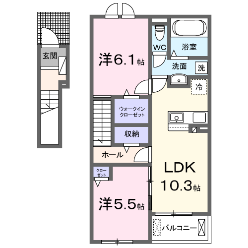 Planta 2LDK de 楓