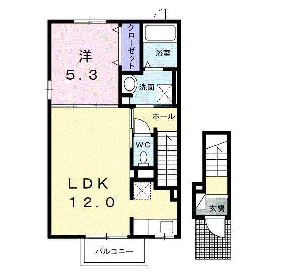 Planta 1LDK de ベル・プロムナードⅦ