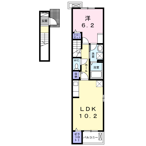 Planta 1LDK de Ｌｕｍｉｎｏｕｓ　栄