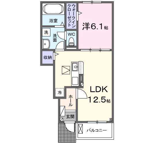 Planta 1LDK de アルコバレーノ曙