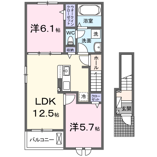 Planta 2LDK de アルコバレーノ曙