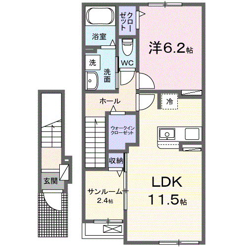 Planta 1LDK de グルービー