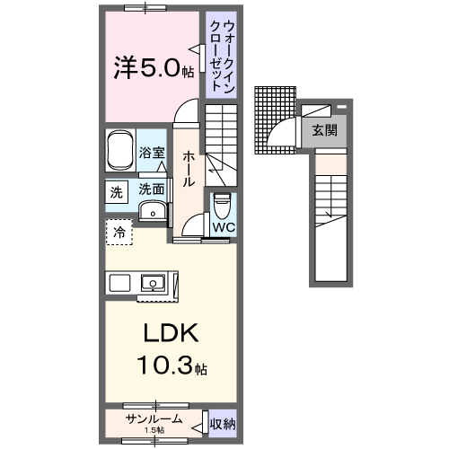 Planta 1LDK de サピーⅦ