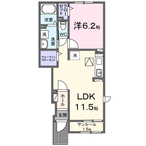 Planta 1LDK de ヒカルサ豊橋柳生川Ⅱ
