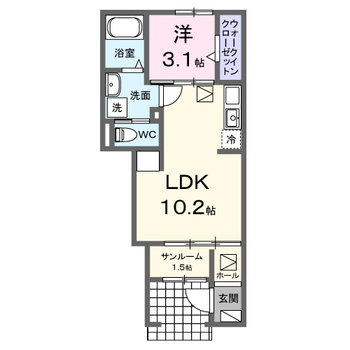 Planta 1LDK de ブルーデイジー