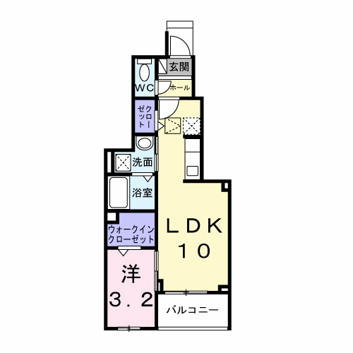 Planta 1LDK de ルラシオン