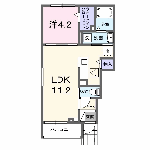 Planta do apartamento 1LDK — ラ・パーチェ Ⅰ