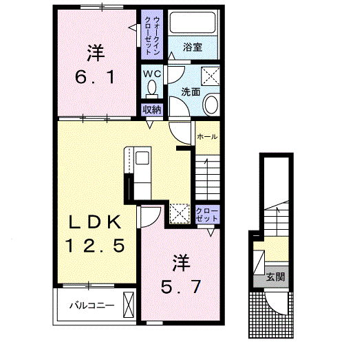 Planta 2LDK de フェリックスコート西内張ノース