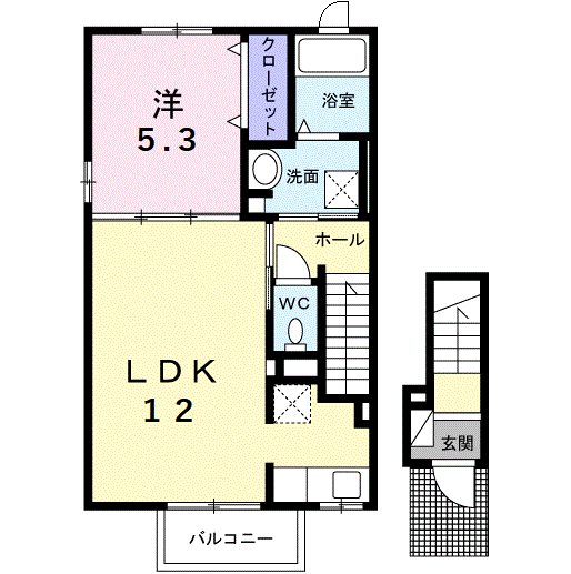 Planta 1LDK de エアリーヒルⅦ