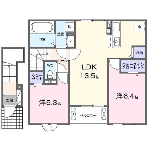 Planta 2LDK de トレ・フィオーレⅢ