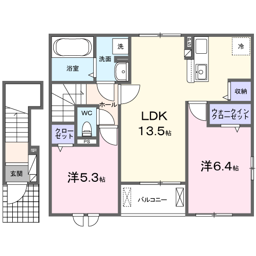 Planta 2LDK de トレ・フィオーレⅢ