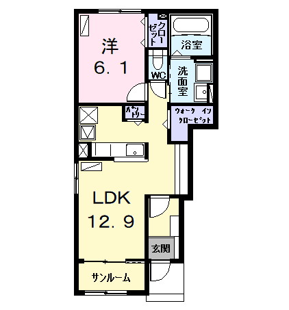 Planta 1LDK de サンライズスクエア