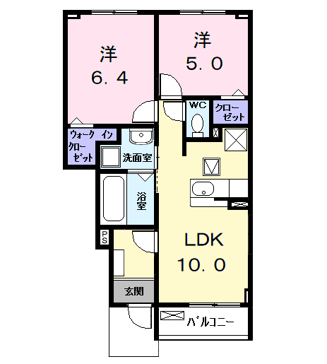 Planta 2LDK de カーサみやびⅧ