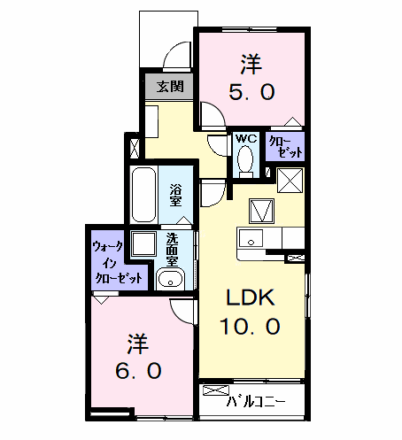 Planta 2LDK de カーサみやびⅦ