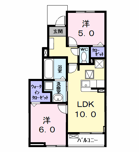 Planta 2LDK de カーサみやびⅦ