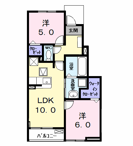 Planta 2LDK de カーサみやびⅦ