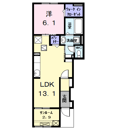 Planta 1LDK de カーサみやびⅩ
