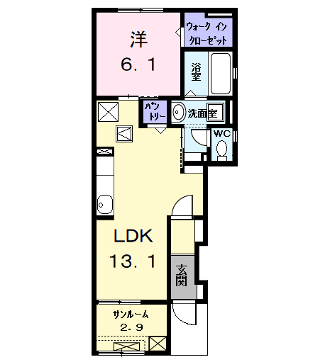 Planta 1LDK de カーサみやびⅩ