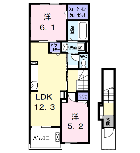 Planta 2LDK de カーサみやびⅩ
