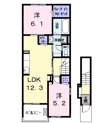 Planta 2LDK de カーサみやびⅩ