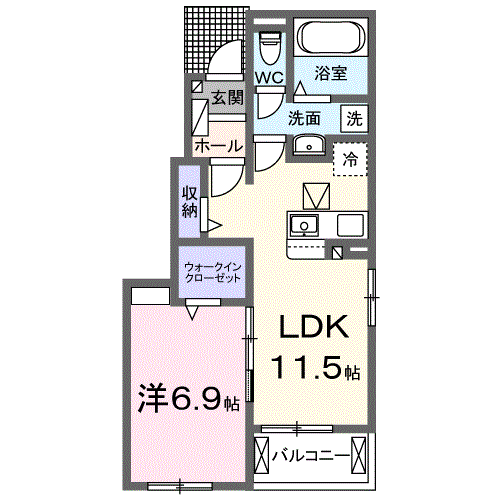 Planta 1LDK de グランツ・マルシバ５