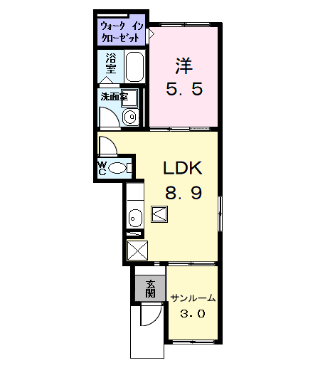 Planta 1LDK de メゾンＨＩＫＡＲＩ