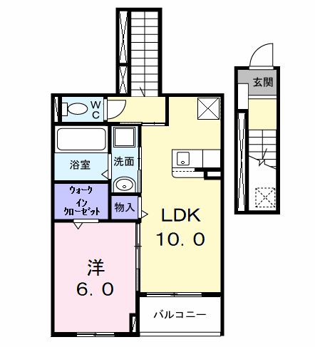 Planta 1LDK de ＰＥＡＮＵＴＳ（ピ－ナッツ）