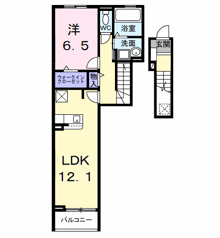 Planta 1LDK de ＰＥＡＮＵＴＳ（ピ－ナッツ）