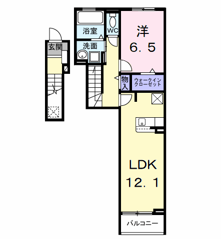 Planta 1LDK de ＰＥＡＮＵＴＳ（ピ－ナッツ）