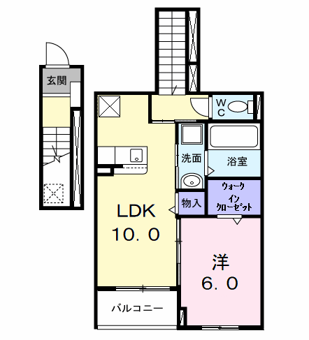 Planta 1LDK de ＰＥＡＮＵＴＳ（ピ－ナッツ）