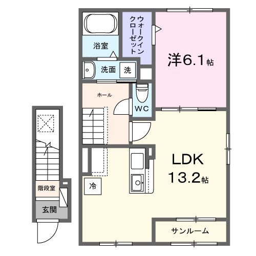 Planta 1LDK de アーバン